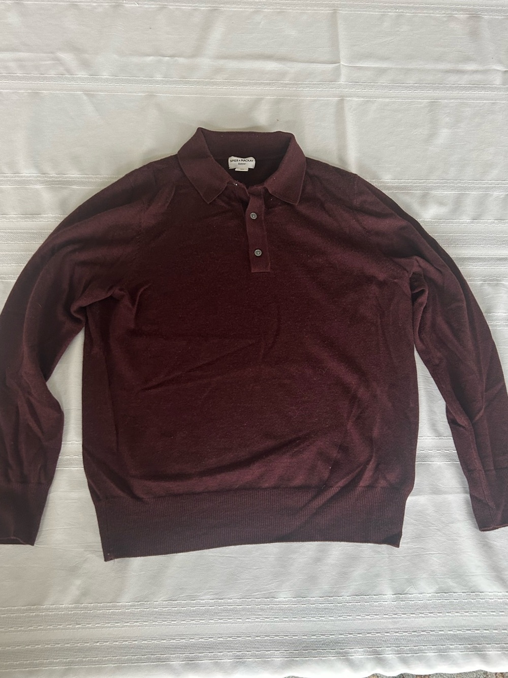 Spier & Mackay Men's Long Sleeve Wool Polo in Burgundy